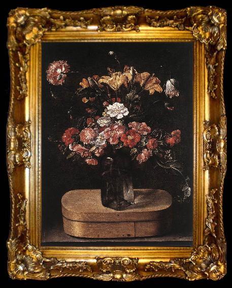 framed  LINARD, Jacques Bouquet on Wooden Box fg, ta009-2